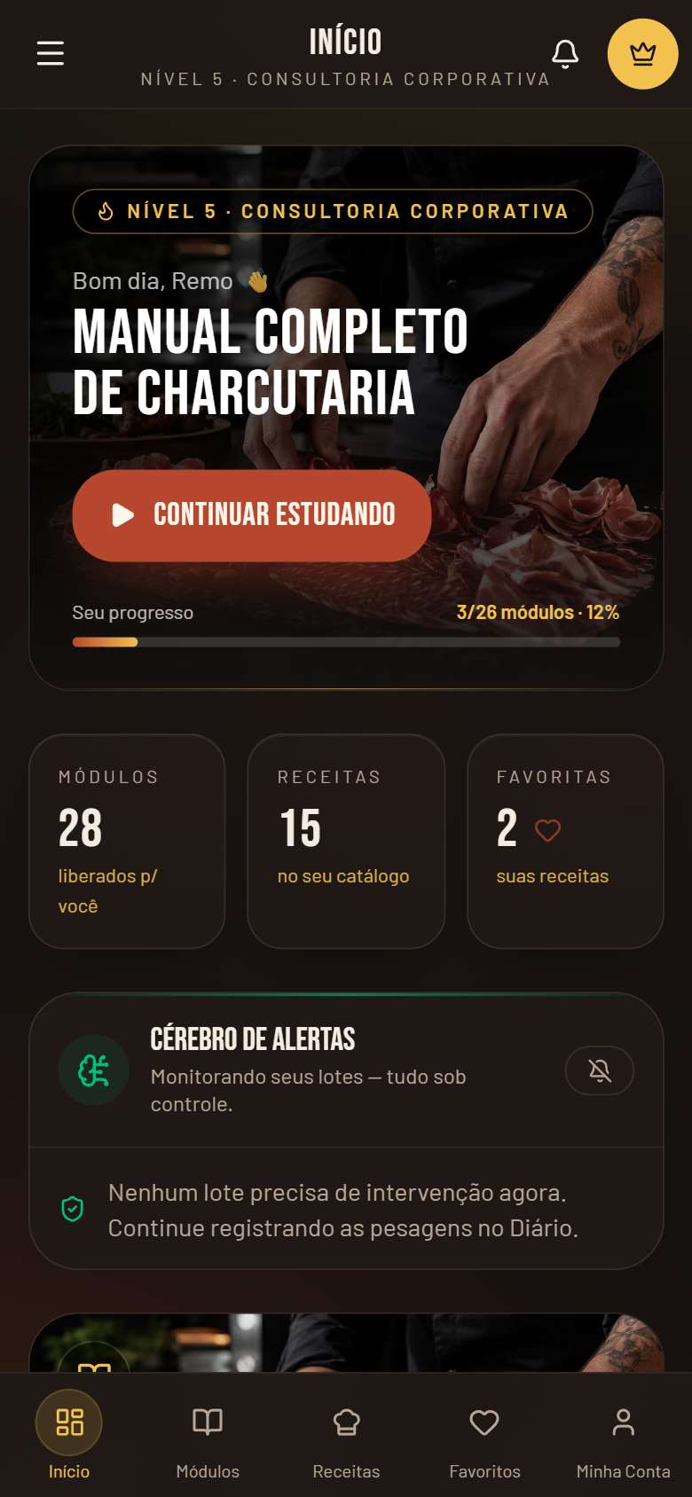 Tela inicial do aplicativo Dalla Fran Cursos